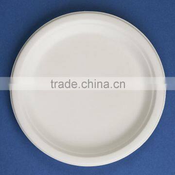 PL-09 Bleached 9 Inch Round Diposable Bagasse Paper Plates Quality Choice photo-3