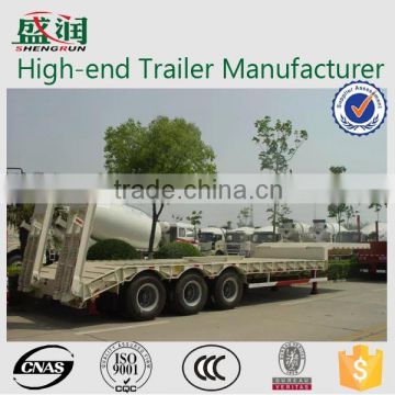 Shengrun brand 60 tons low bed semi trailer/heavy duty 3 axle low bed trailer/carbon steel low flatbed semi trailer