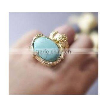 Vintage Alloy Antique Gold Plated Personality Imitation Stone Ring