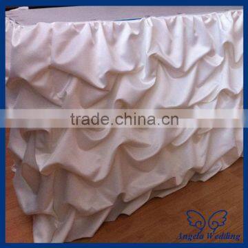 SK002F Hot sale popular polyester taffeta banquet ruffled gathered table skirts