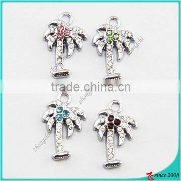 New arrival crystal palm tree pendants for necklace and keychain