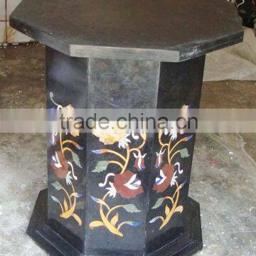 Black Marble Inlay Table Base