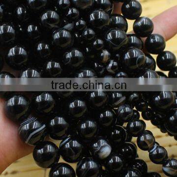 10mm natural round black banded agate loose beads for sale