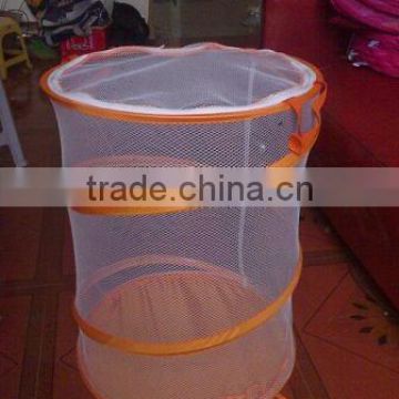 transparent mesh steel wire fold laundry basket hamper and storage