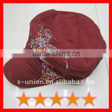Fashion rhinestones military caps