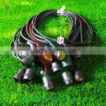 2wires Rubber 230V 100 meters E27 lamp holder for outdoor decoration led festoon belt light