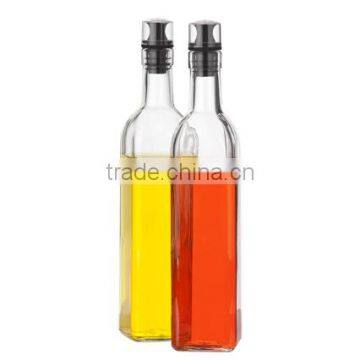 SINOGLASS 2 pcs 500ml square shape glass oil and vinegar bottle jar