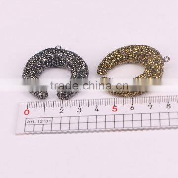 Fashion Pave Crystal Zircon Double Horn Druzy Stone Pendant, Simple Design Pendant Jewelry For Women photo-4