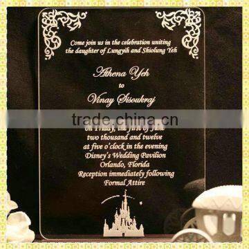 Customized Engraved Glass School Function Invitation Cards For Guest Souvenir Gifts