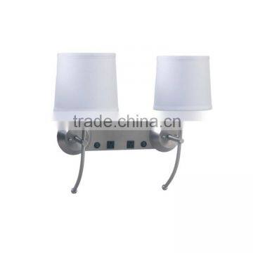 Double Wall Lamp for hotel with Brushed Nickel Finish UL CUL