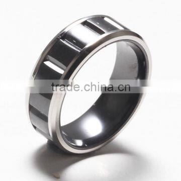Stainless Steel Ring With Black Zirconium Inlaidmen's Black Titanium Ring photo-5