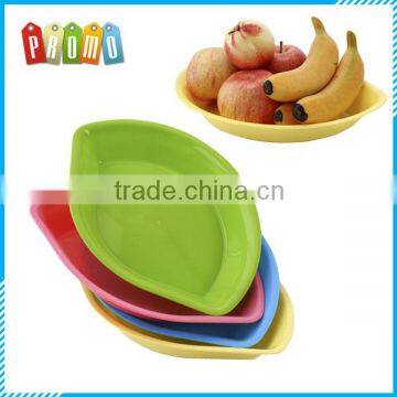 Wholesale eco-friendly leaf shape fruit plate, candy color plastic plate