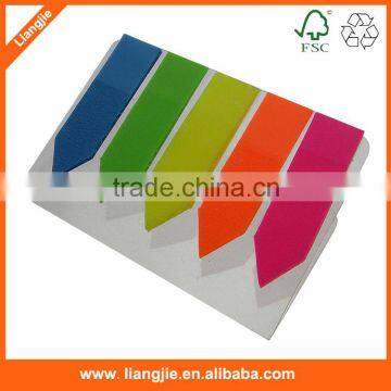 Plastic Arrow shaped Label sticker , neon PET sticky index