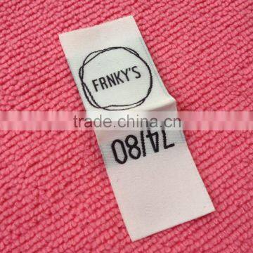 off white cotton woven label,center fold size woven tags