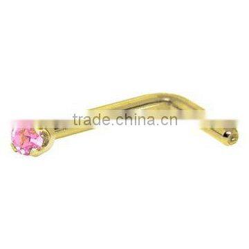 316L stainless steel gold body piercing jewelry L shape nose studs nose pin