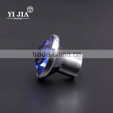 Zinc Alloy Base Light Blue Brushed Satin Nickel Glass Knob photo-2