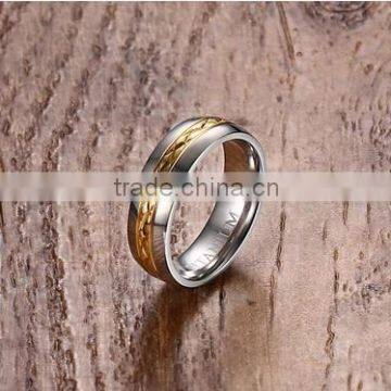 KSF IP Gold Plated Titanium Wedding Ring Titanium Ring With Middle Gold Plated Design Rings 2016