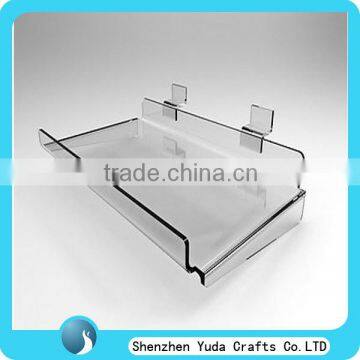 Acrylic Tray Slatwall Acrylic Shelf Clear Wall Mounted Plastic Slatwall Display Shelf