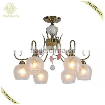 Interior Decorative Antique Color Ceiling Lamp Round Glass with Crystal Hanging