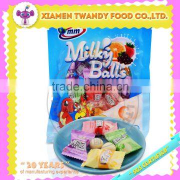 Hot sell Fruit sandwich milky balls soft candy