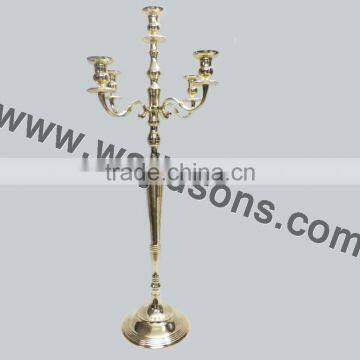 5 light gold crystal candelabra manufactured by Royal De Wajidsons in India