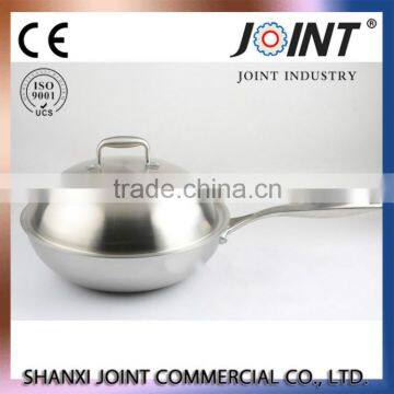 3 Layer Hot sale Stainless Steel Wok Pan,Chinese Wok no ear