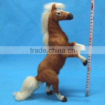 Brown White Standing Horse Realistic Replica Figurine Racing Pony