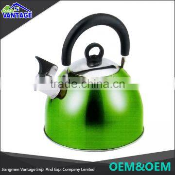 Non-electric Whistling Tea Kettle Stainless Steel Green Camping Kettle