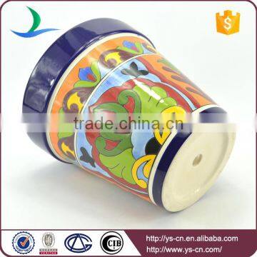 YSfp0007-02 Hand Print Ceramic Standing Flower Pot Rack for Garden photo-4