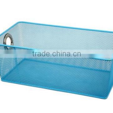 Metal Mesh Hand Sundry Storage Basket/Blue Storage Bins with Eyelets