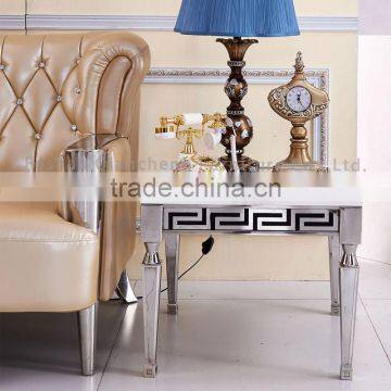 High Quality Mirrored Metal Feet Marble Top Side Table photo-4