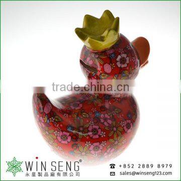 Cheap Coin Box Lovely Design Flower Patterns Duck Shaped Ceramic Animal Piggy Bank photo-5