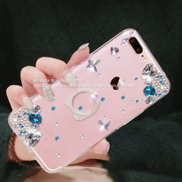 Silicone Cell Phone Case Diamond Mobile Phone Cases for IPhone7/7Plus/6/6s/6plus/6splus Tpu Soft Case With Ring Holder photo-3