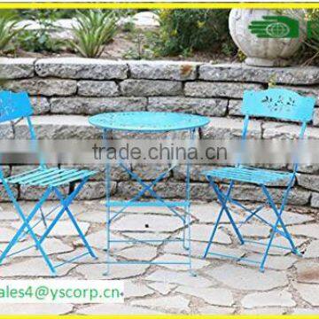 China Company Wholesale Cheap Outdoor Garden Patio Furniture Folding 3PC Table Chair Set Bistro Style Backyard Metal photo-3