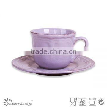 Ceramic Embossed Cup and Saucer high quality embossed cup and saucer