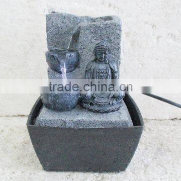 Resin buddha table water fountain with 2 bowls