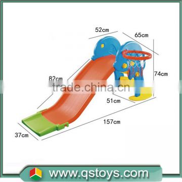 plastic outdoor garden slide set with basketball for wholesale