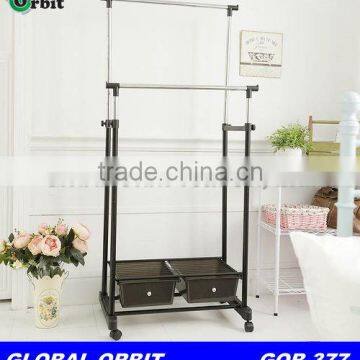 Adjustable Rolling Clothes Rack With Two Shelf photo-3