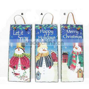 Hot sale let it snow slate plaque wooden snowflakes