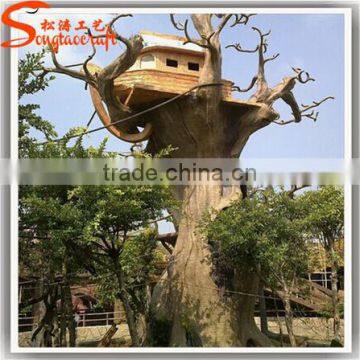 Chinese factory wholesale directly plastic tree trunk plastic slide tree house for decoration