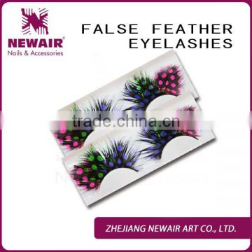 Fashion long and thick false eyelash in black and purple color hot selling