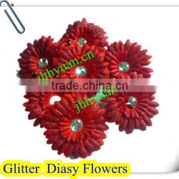 4" Red Glitter Gerbera Daisy Flower Glitter Spray Flower