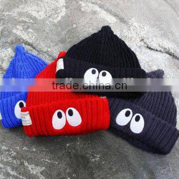 100% Acylic Cottonacrylic Beanie Embroidery Knit Hats/winter Caps photo-6