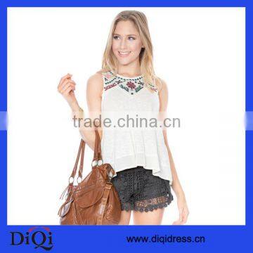 embroider applique woven tank ropa mujer