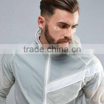 2017 Xinlan High Quality New Design Durable Polyester Nylon White Reflective Strips Waterproof Running Men Jacket photo-3