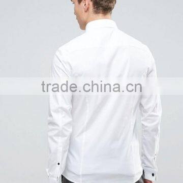 New Design Long Sleeve Cutaway Collar Mens Pre-Shrunk 97% Cotton 3% Elastane Lightweight Check Skinny Fit Casual White Shirts photo-2