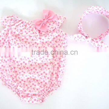 Hot sale Baby romper with headband 2 pieces set kids jumpsuit baby cute romper clothing set