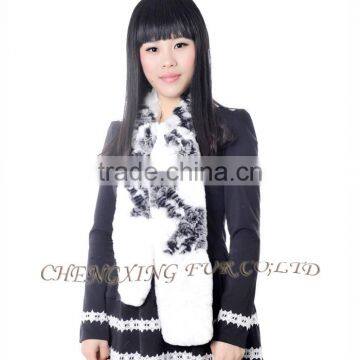 CX-S-164A Hot Selling Wholesale Winter Ladies Rex Rabbit Fur Scarf For Women photo-4