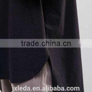 Men Fashion Plain Crew Neck Curved Front Hem Super Oversized Black Tee Shirts / T-shirt Custom photo-3