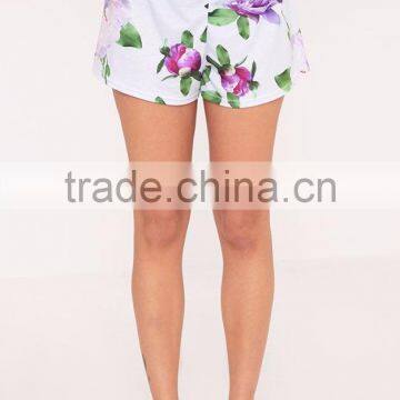 Custom Print Women Floral Print Grey Full Printing Flowers Ladies Pyjama Set Digital Printed Pajama Set photo-5